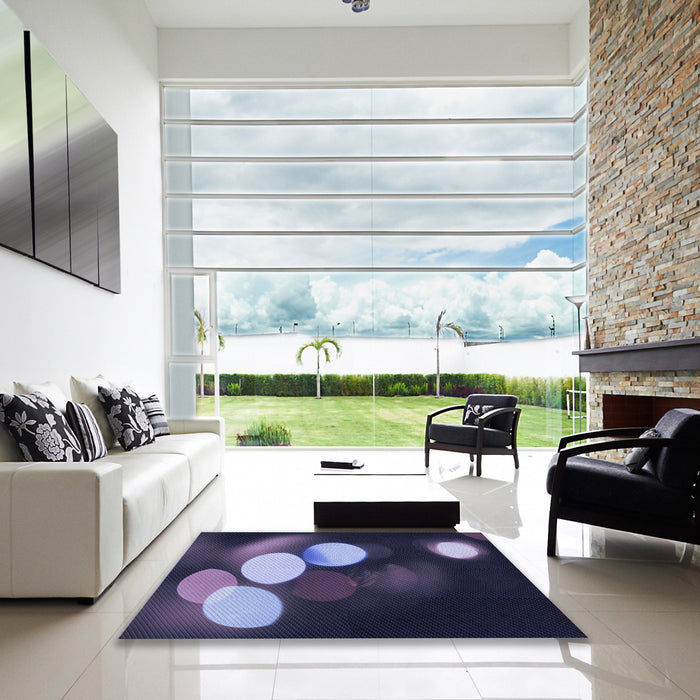 Square Patterned Periwinkle Purple Rug in a Living Room, pat156blu
