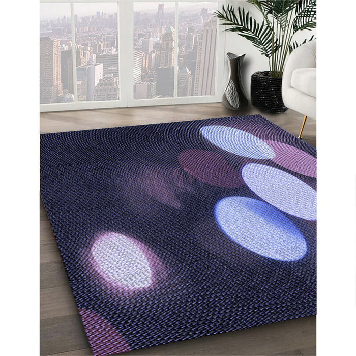 Patterned Periwinkle Purple Rug in Family Room, pat156blu