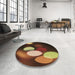Round Patterned Light Brown Rug in a Office, pat156brn