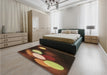 Patterned Light Brown Rug in a Bedroom, pat156brn