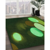 Patterned Dark Lime Green Rug, pat156grn
