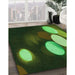 Patterned Dark Lime Green Rug in Family Room, pat156grn