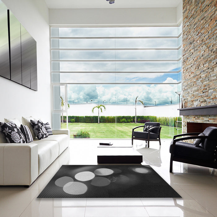 Square Patterned Platinum Gray Rug in a Living Room, pat156gry