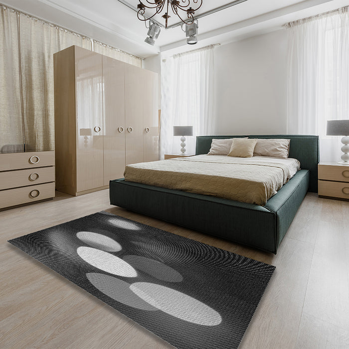 Round Machine Washable Transitional Platinum Gray Rug in a Office, wshpat156gry