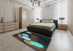 Patterned Midnight Gray Rug in a Bedroom, pat156lblu