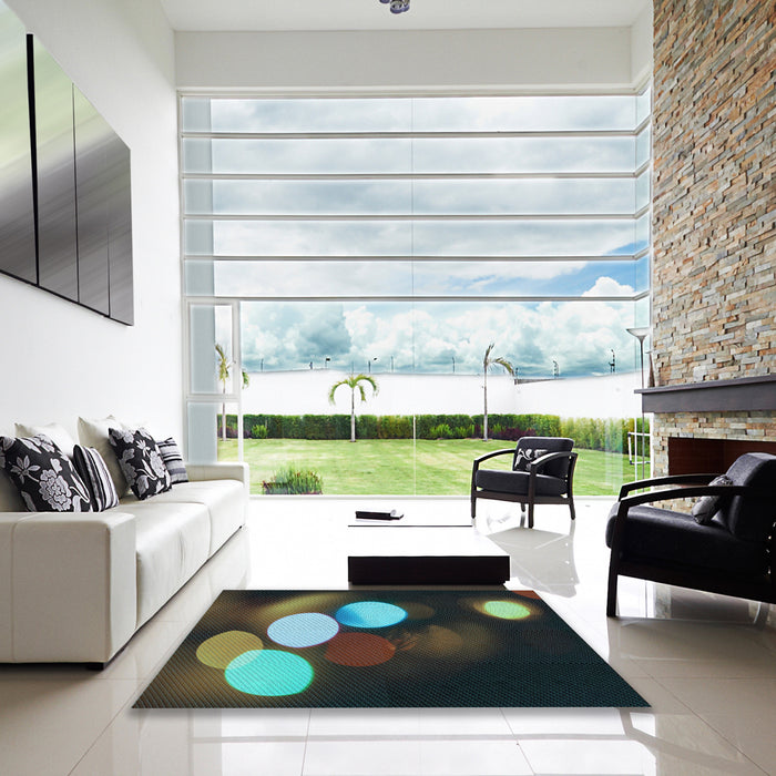 Square Patterned Midnight Gray Rug in a Living Room, pat156lblu
