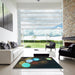 Square Patterned Midnight Gray Rug in a Living Room, pat156lblu