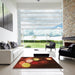 Square Patterned Maroon Red Rug in a Living Room, pat156org