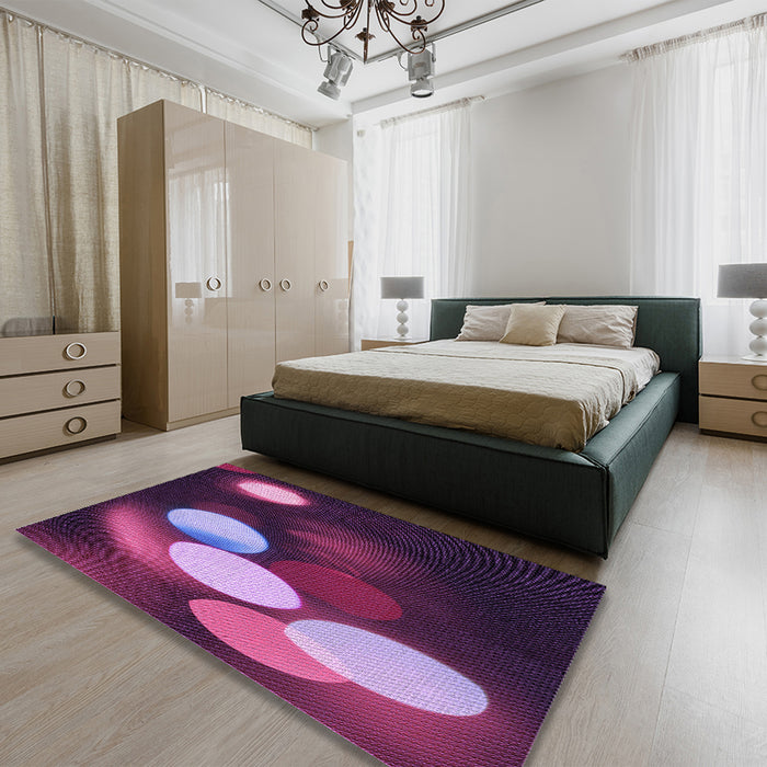 Round Machine Washable Transitional Orchid Purple Rug in a Office, wshpat156pur