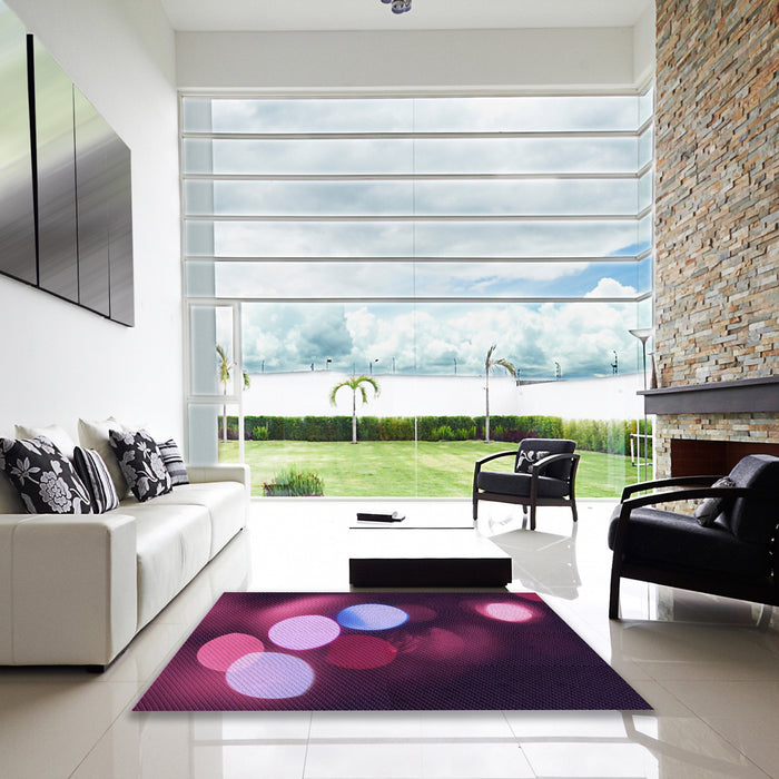 Square Patterned Orchid Purple Rug in a Living Room, pat156pur