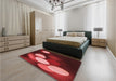 Patterned Crimson Red Rug in a Bedroom, pat156rd