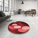 Round Patterned Crimson Red Rug in a Office, pat156rd