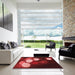 Square Patterned Crimson Red Rug in a Living Room, pat156rd