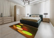 Patterned Red Rug in a Bedroom, pat156yw