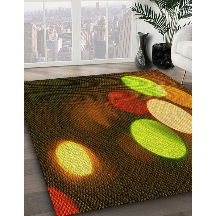 Patterned Red Rug in Family Room, pat156yw