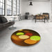 Round Patterned Red Rug in a Office, pat156yw