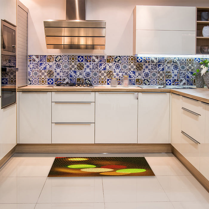 Patterned Red Rug in a Kitchen, pat156yw