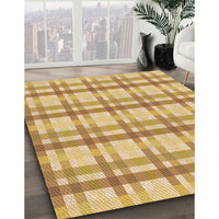 Patterned Chrome Gold Yellow Rug, pat1560org