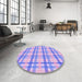 Round Patterned Purple Rug in a Office, pat1560pur