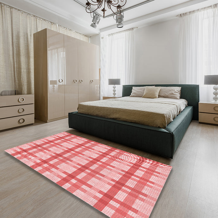 Patterned Pastel Pink Rug in a Bedroom, pat1560rd
