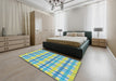 Patterned Pale Green Novelty Rug in a Bedroom, pat1560