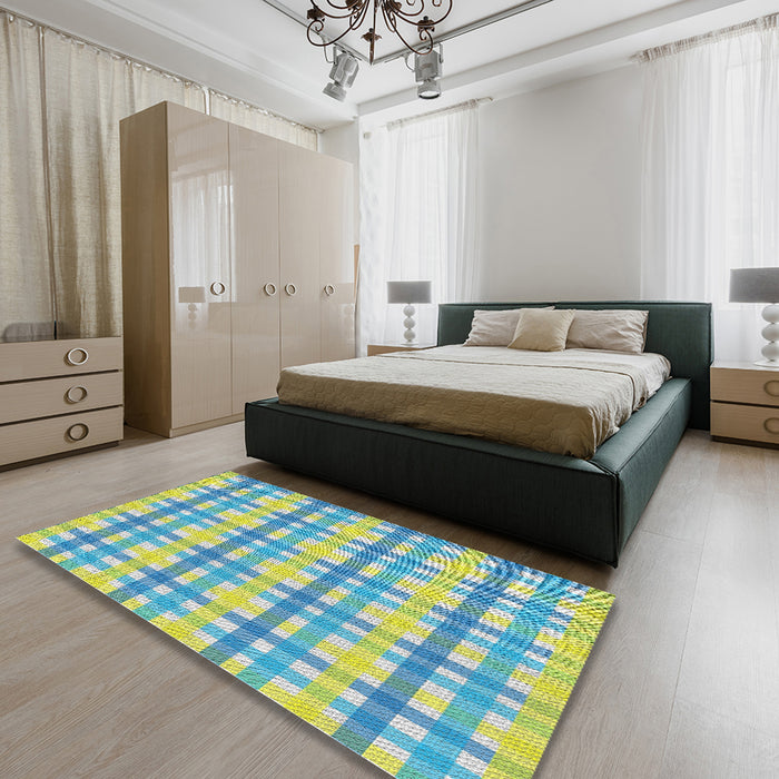 Patterned Pale Green Novelty Rug in a Bedroom, pat1560