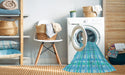 Machine Washable Transitional Bright Turquoise Blue Rug in a Washing Machine, wshpat1561lblu