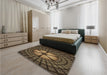 Patterned Copper Brown Rug in a Bedroom, pat1562brn