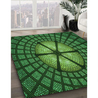 Patterned Deep Emerald Green Rug, pat1562grn