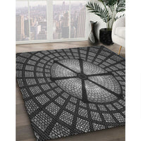 Patterned Charcoal Black Rug, pat1562gry