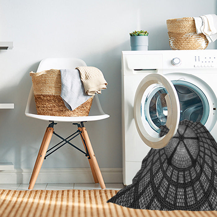 Machine Washable Transitional Charcoal Black Rug in a Washing Machine, wshpat1562gry