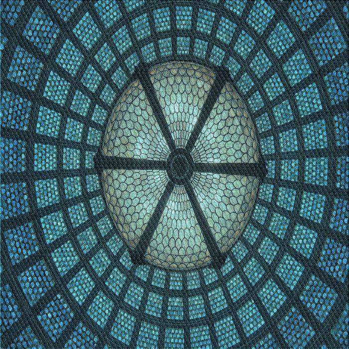 Round Patterned Deep Teal Green Rug, pat1562lblu