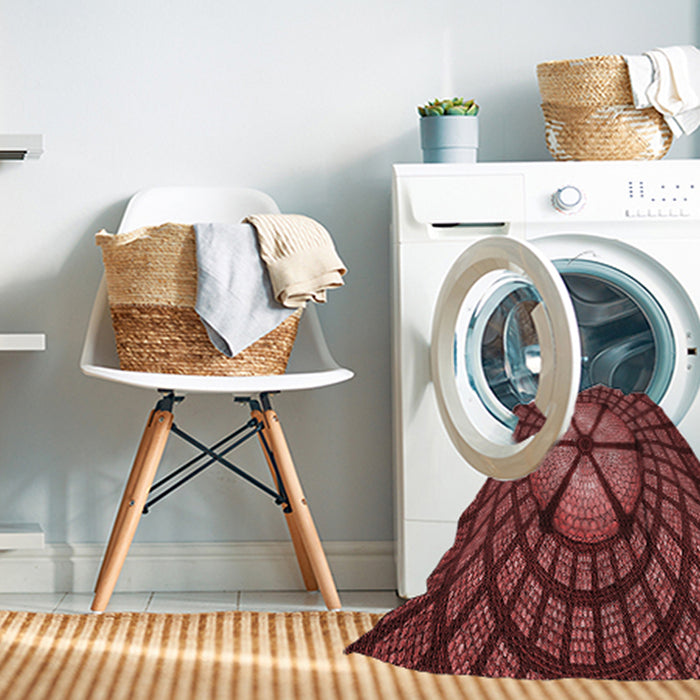 Machine Washable Transitional Dark Red Rug in a Washing Machine, wshpat1562rd