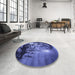 Round Patterned Light Slate Blue Rug in a Office, pat1563blu