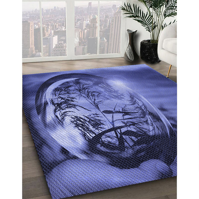 Machine Washable Transitional Light Slate Blue Rug in a Family Room, wshpat1563blu