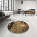 Round Patterned Cinnamon Brown Rug in a Office, pat1563brn