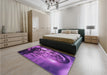 Patterned Bright Purple Rug in a Bedroom, pat1563pur