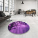 Round Patterned Bright Purple Rug in a Office, pat1563pur