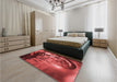 Patterned Cranberry Red Rug in a Bedroom, pat1563rd