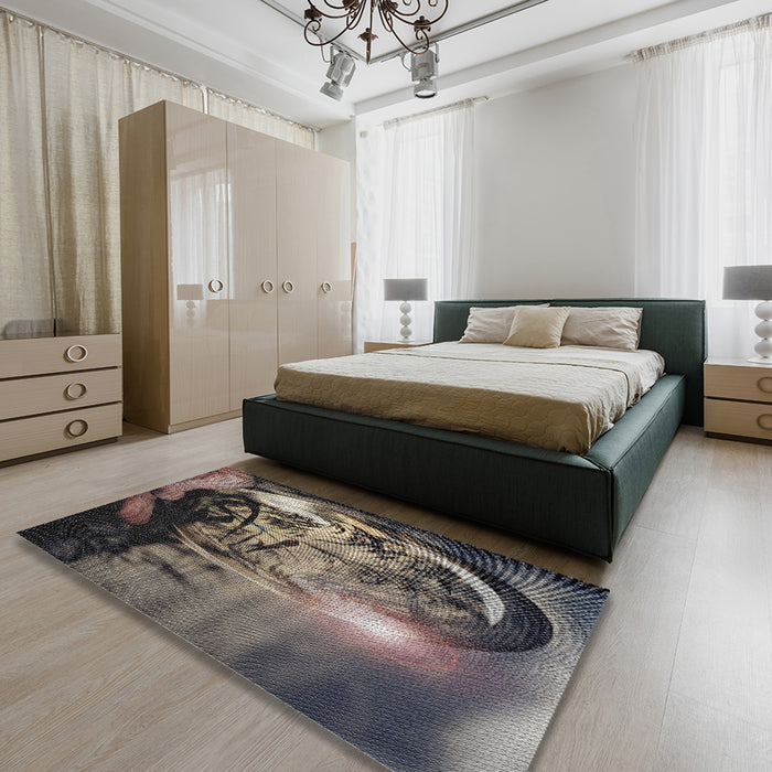 Machine Washable Transitional Charcoal Black Rug in a Bedroom, wshpat1563