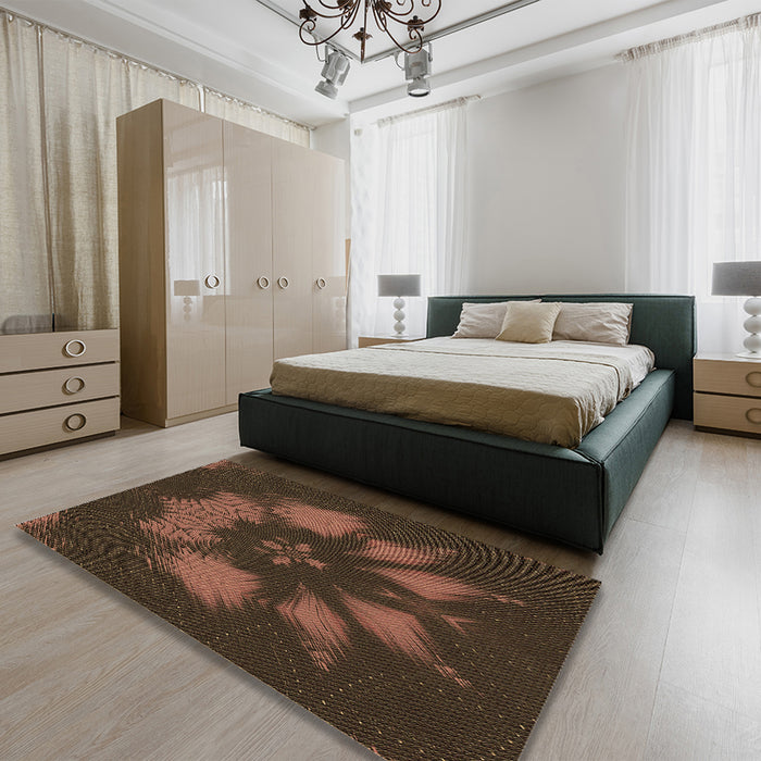 Patterned Sienna Brown Rug in a Bedroom, pat1564brn