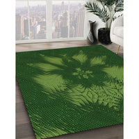 Patterned Dark Lime Green Rug, pat1564grn