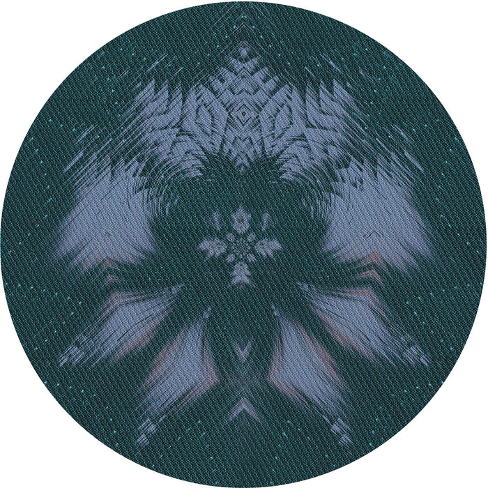 Square Machine Washable Transitional Deep Teal Green Rug in a Living Room, wshpat1564lblu