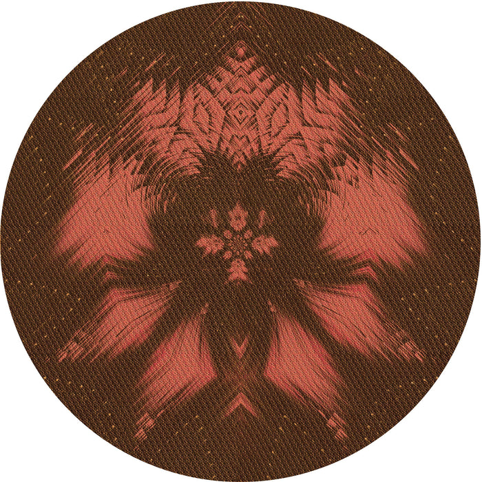 Square Patterned Mahogany Brown Rug, pat1564org