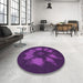 Round Patterned Dark Orchid Purple Rug in a Office, pat1564pur