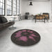 Round Machine Washable Transitional Mauve Taupe Purple Rug in a Office, wshpat1564