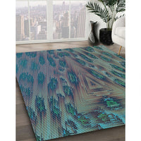 Patterned Deep-Sea Green Rug, pat1565lblu