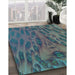 Patterned Deep-Sea Green Rug in Family Room, pat1565lblu