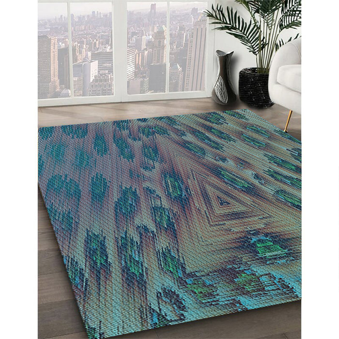 Machine Washable Transitional Deep-Sea Green Rug in a Family Room, wshpat1565lblu