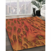 Patterned Orange Red Orange Rug, pat1565org